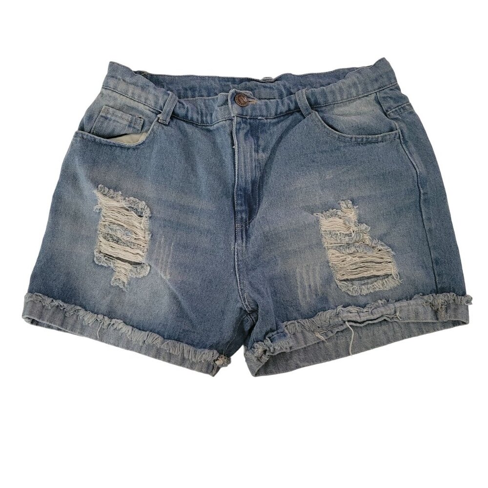 Fashion Jean Shorts Womens Size Small Mid Rise Light Wash Ripped Denim Booty